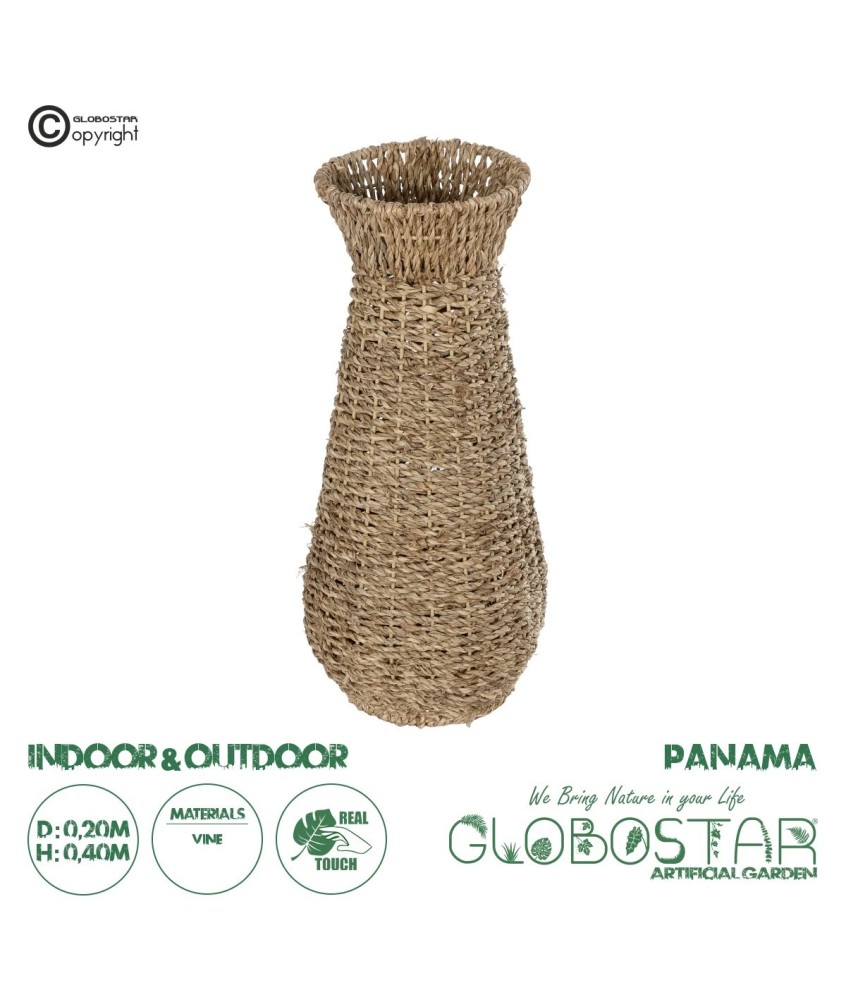 GloboStar® Artificial Garden PANAMA 21241 Διακοσμητικό Πλεκτό Καλάθι - Κασπώ Γλάστρα - Flower Pot Μπεζ Μ20 x Π20 x Υ40cm
